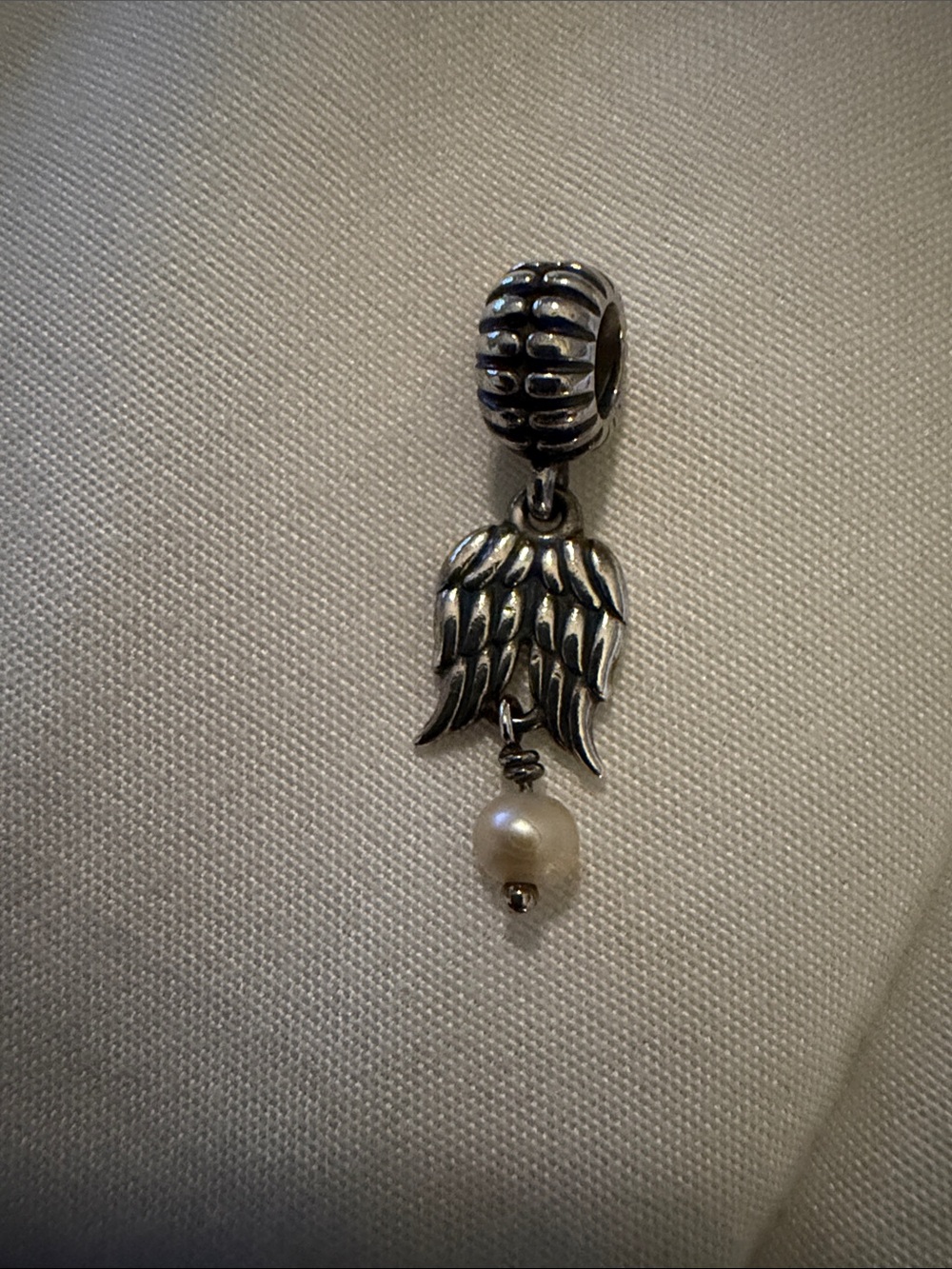 Pandora Moments Guardian Angel Wings Pearl Dangle Charm